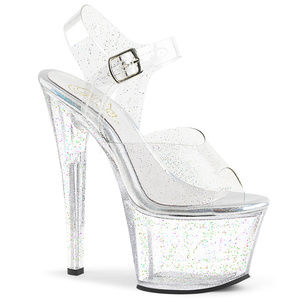 Clear Glitter Stripper High Heel Platform Shoes